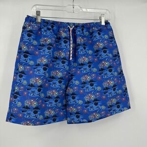 Academy The Right Stuff Mens Size S Board Shorts Blue Fireworks BBQ Grill